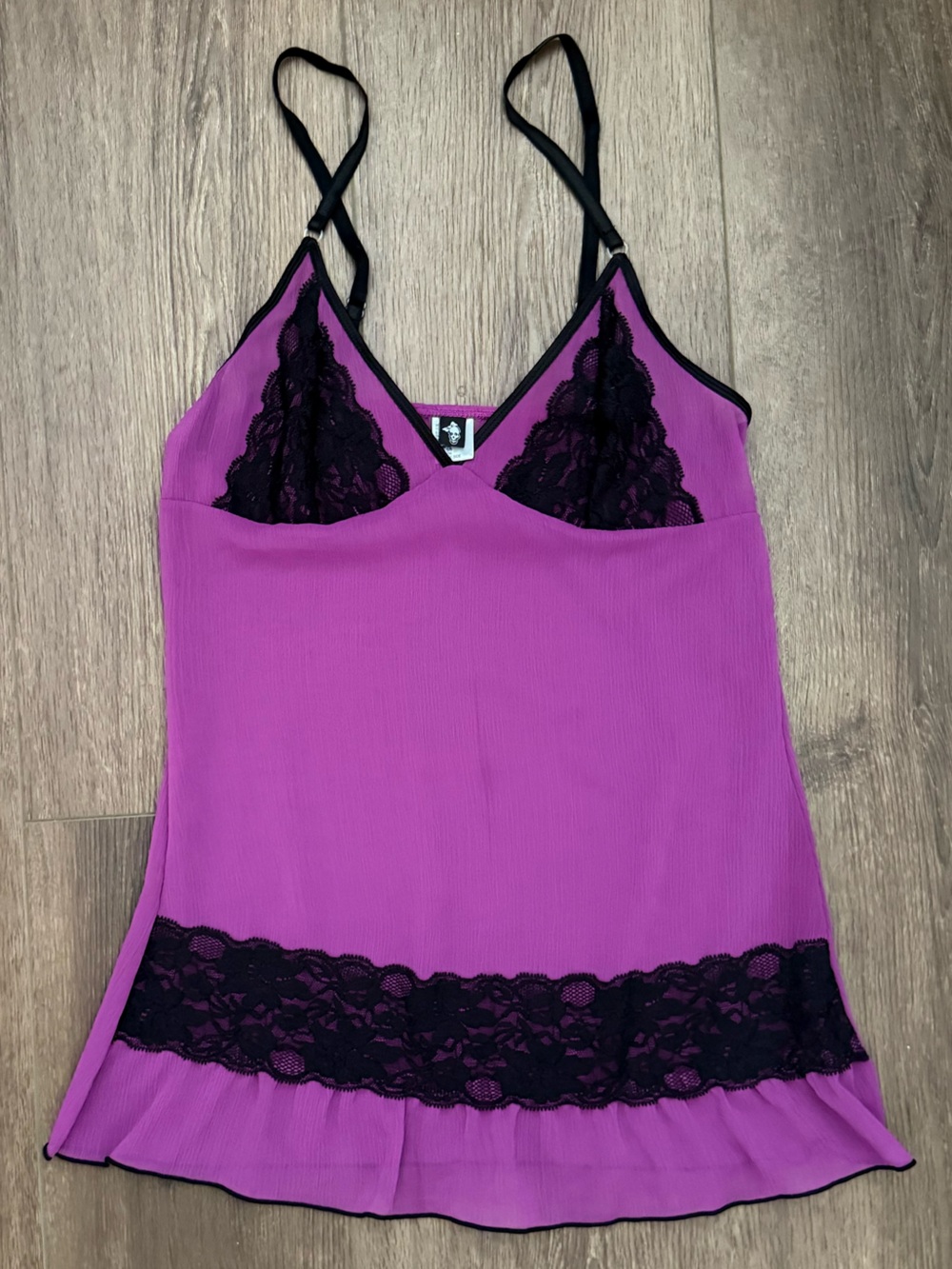 Morbid Threads - Purple/Pink & Black lace trim slip dress babydoll nightie